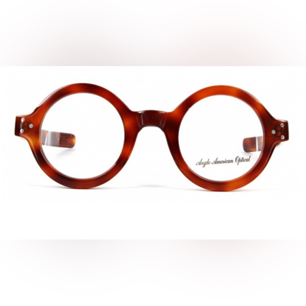 New Anglo American Optical 180E DBYE Thick Rimmed Round Vintage Glasses